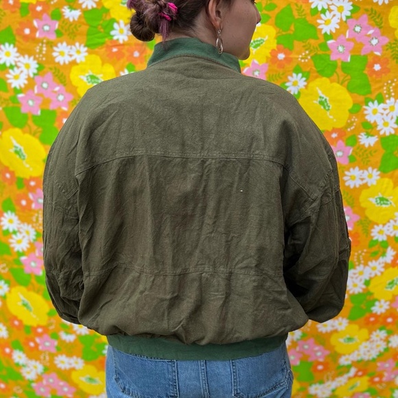 Silk bomber jacket size 2x army green - Picture 3 of 8